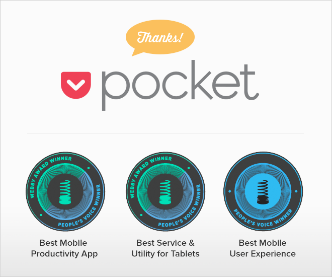 Pocket Wins Two Webby Awards and Three People's Voice Awards